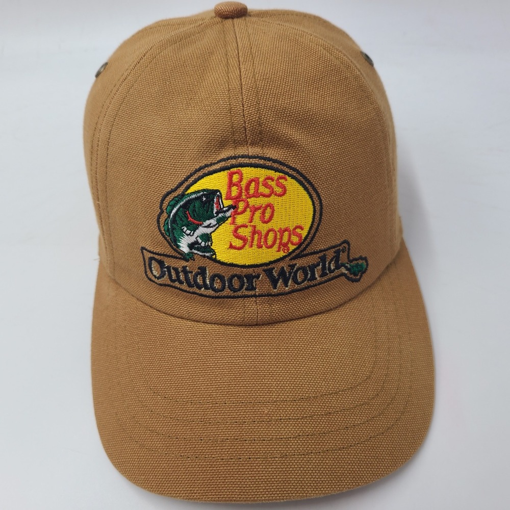 Bass Pro Shops Hat Strapback (Fits Small) Brown Outdoor World Fish Leather Strap